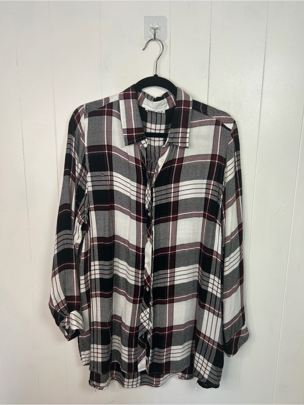 Dex Long Sleeve plaid Button Down Tunic Shirt Top Womens size 1X Soft Basic - Picture 2 of 7